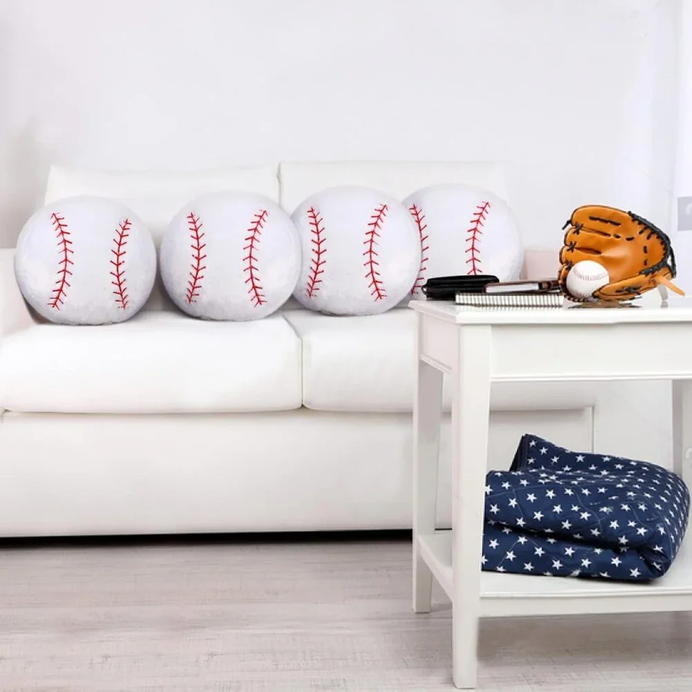 2 Pcs Baseball Pillow Set, Soft Plush Sports Theme Cushion for Bedroom Decor